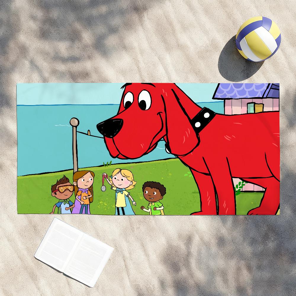 Cartoon Clifford the Big Red Dog Towel Shower Sauna Travel Spa Quick Dry Gym Accessories Soft Large Beach Towels