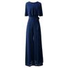 Lotus Leaf Sleeve Jumpsuit Women's Summer Long Chiffon Jumpsuit Wide Leg Set Temperament Jumpsuit Female Bodysuit Blue