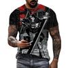 Summer Trend Retro Japanese Samurai Pattern T-shirt Personality Men's T-shirt Harajuku Round Neck Short Sleeve Top T-shirt