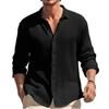 Men's Waffle Long Sleeve Button Shirt Textured Casual Relaxed Streetwear Overshirt