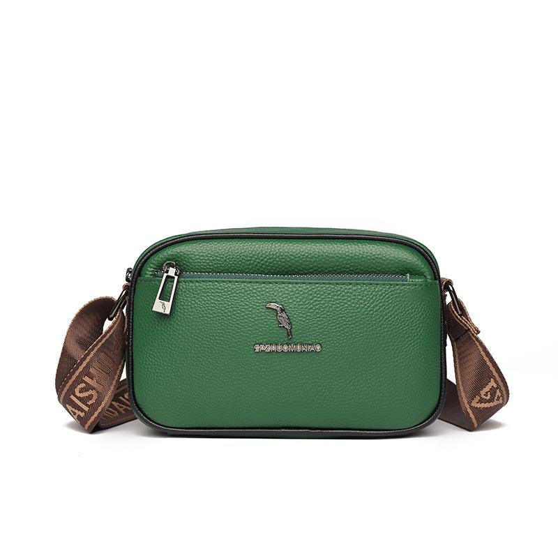 

Leather women s bags, high-end niche messenger bags, Korean version of the new trendy first-layer cowhide shoulder bags, small square bags зелений