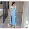 Sexy sauna pedicure overalls beauty evening dress long dress low chest thin summer