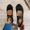 Bow-Crossed Elastic Strap Vintage Fashion Flats 2025 New Pointed-Toe Low-Cut Solid-Color Mary Janes