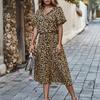 Summer polka dot printed short-sleeved mid-length dress women's fashion all-match elegant temperament
