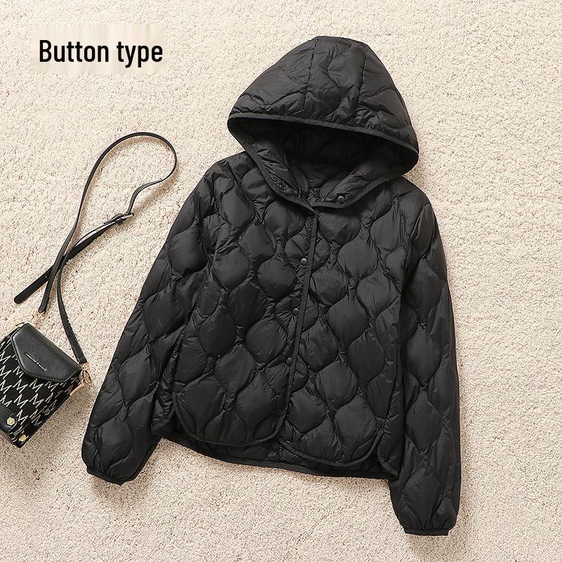 2025 Herbst/Winter Damen Kapuzen-Leichtdaunenjacke - Langarm, Lässig, Warm, Koreanischer Modestil.