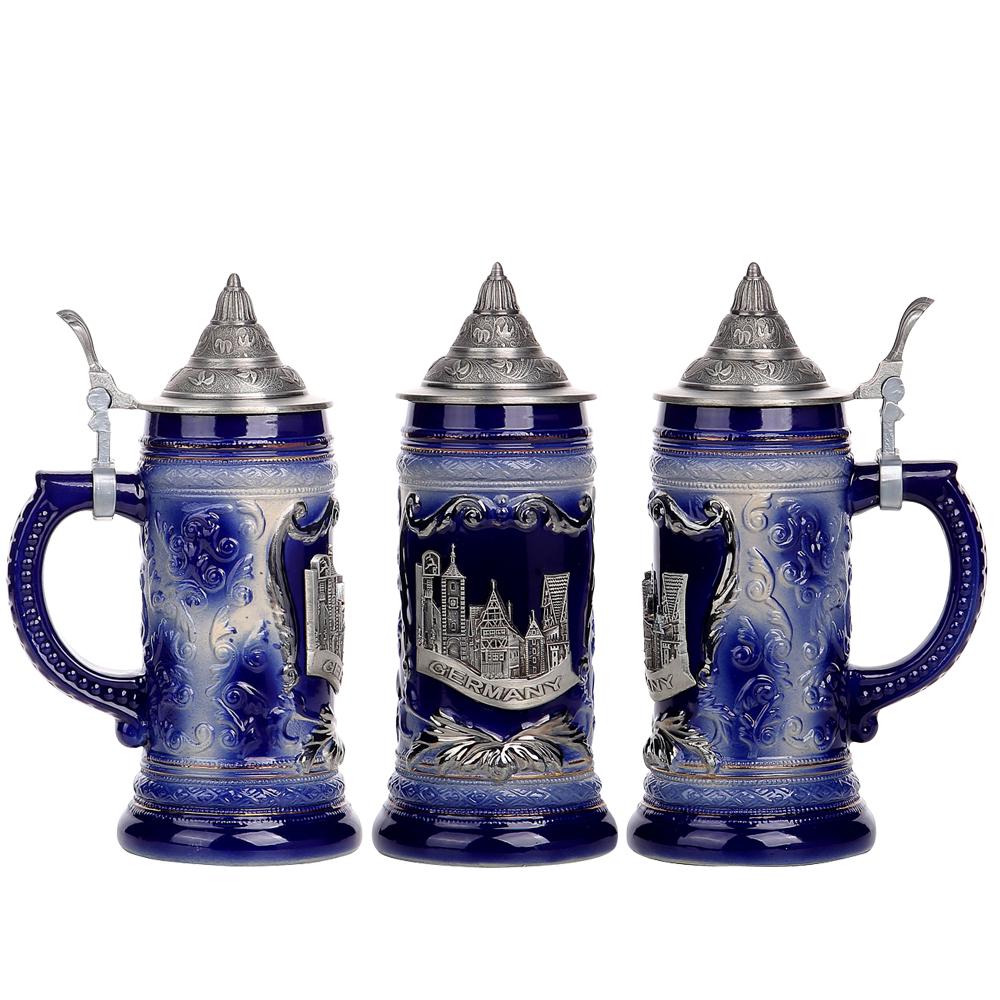 German 3D Ceramic Beer Mug with Lid In European Gift Box