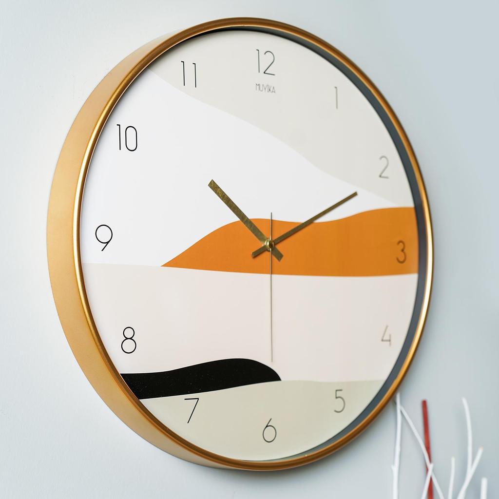 MUYIKA Pino Echtglas-Wanduhr mit geräuschlosem Mechanismus, 42 cm