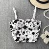 Padded Bra Elastic Camis Underwear Floral Print Corset Vest Women Tank Tops  Sleeveless Blouse