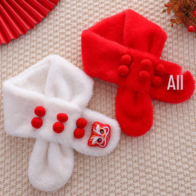 Festlicher Plüsch-Nian-Biest-Schal für Kinder - Dick, warm, niedlich und weicher Halswärmer für Babys