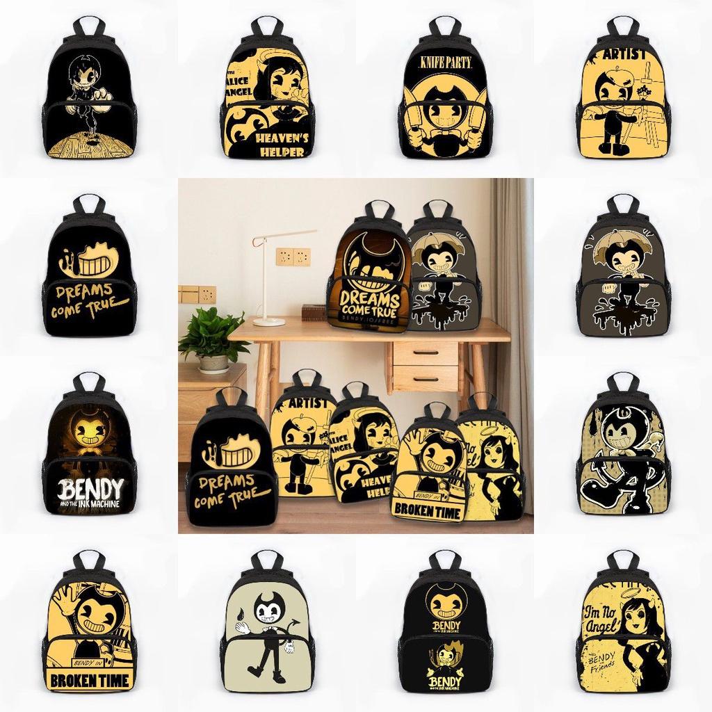 Bendy And The Ink Machine Cartoon Game School Backpack With Adjustable Padded Straps For Kids