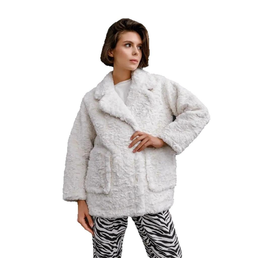 Women's plush fur jacket artificial fur top autumn and winter fashion imitation rabbit fur environmentally friendly fur coat