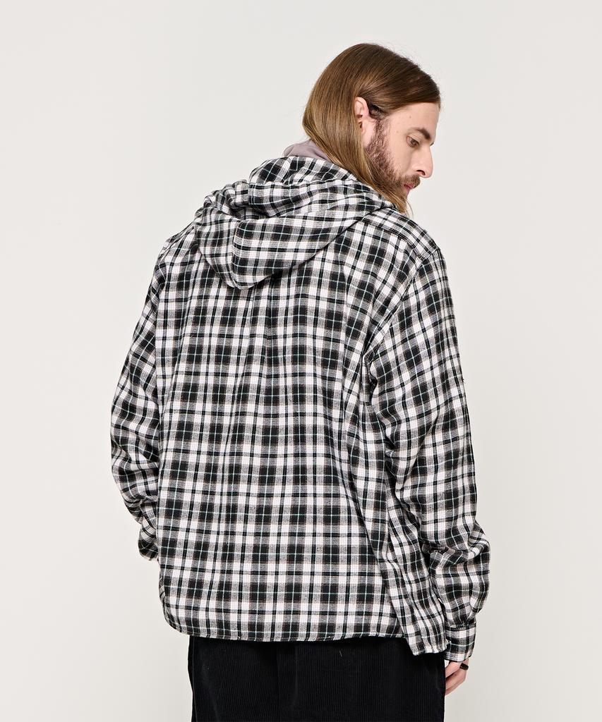 CARGOBROS Cb Bequemes Flanell-Kapuzen-Karopulli (Schwarz)