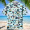 Pánská letní košile s 3D potiskem plachetnice, ležérní vintage streetwear top s krátkým rukávem