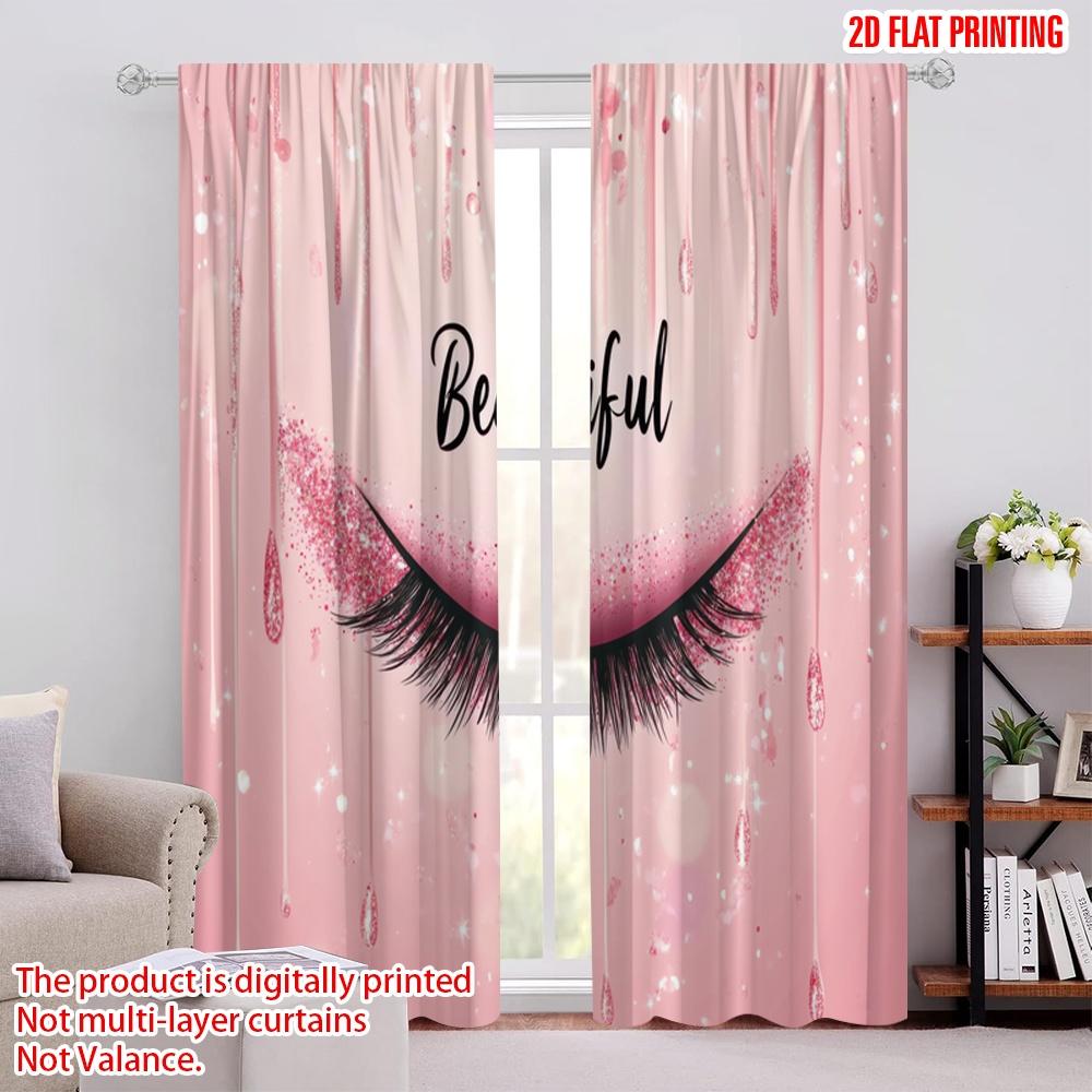 

2 шт., шторы с принтом 2D, узор, гламурное искусство ресниц, универсальные, 100% полиэстер (без удилища) Универсальный Все Идеально для Сезона 52.50 × 116.00 cm 2 pcs