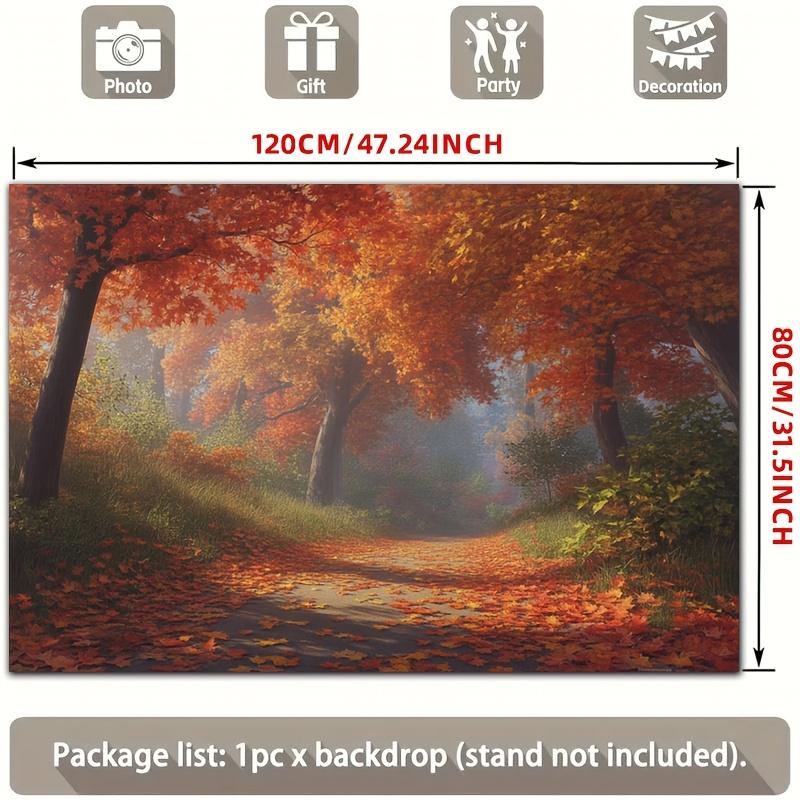 2D Flat Surface 1-piece Autumn Forest Path Fallen Leaves Background Fabric Suitable for Gardens Clubs and Farms