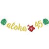Aloha 50 Banner, Hawaiian 50th Birthday Decorations, Aloha Party Decorations, Tropical Luau Birthday Party Decorations, Palm Leaf Decorations Gold