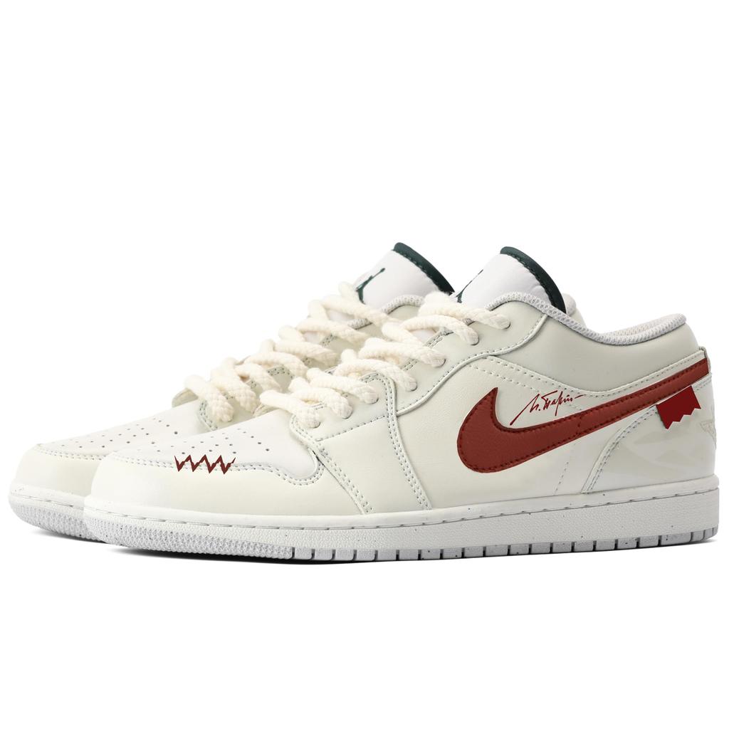 Jordan Air Jordan 1 Lightweight Height Increasing Low top Vintage Basketball Shoes Women's Ecru FQ8041-300(Team975--)