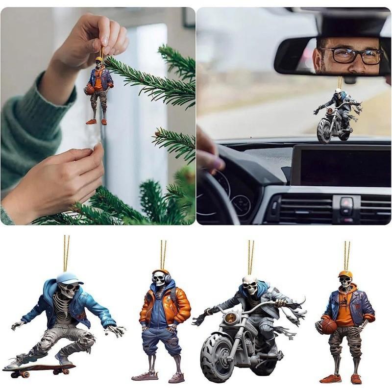 Skeleton Decorative Acrylic Car Accessory Colorful Cartoon Charm For Halloween And Holiday Decor