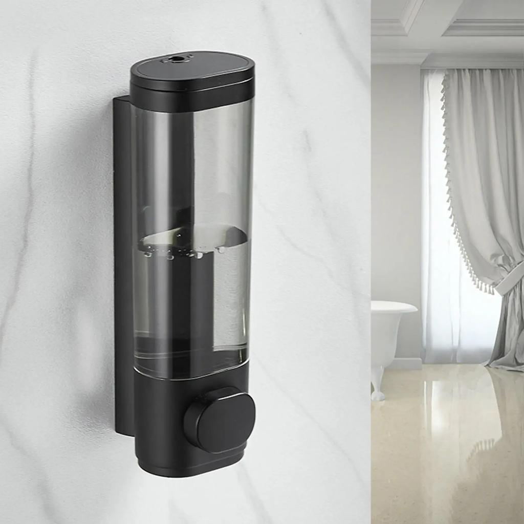 Bathroom Black & White Drill-Free Shower Gel/Shampoo Dispenser – with Cleaning Storage Box, Hotel-Style Packaging
