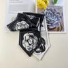 Korean imitation silk long silk scarf women's big-name professional decoration small scarf printed streamer tied bag silk scarf