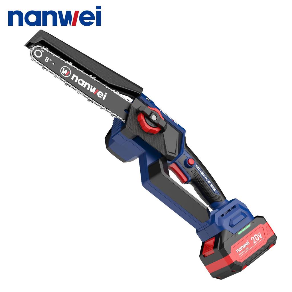 NANWEI Motosierra eléctrica de 8 pulgadas 5800 rpm, Velocidad 8 m/s, Presión manual