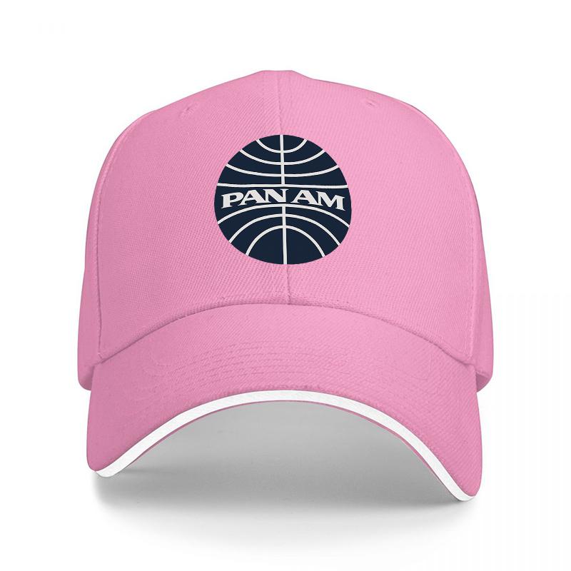 PAN AM Logo Baseball Cap Classic Black Design with White Trim Retro Airline Inspired Hat for Unisex and Women