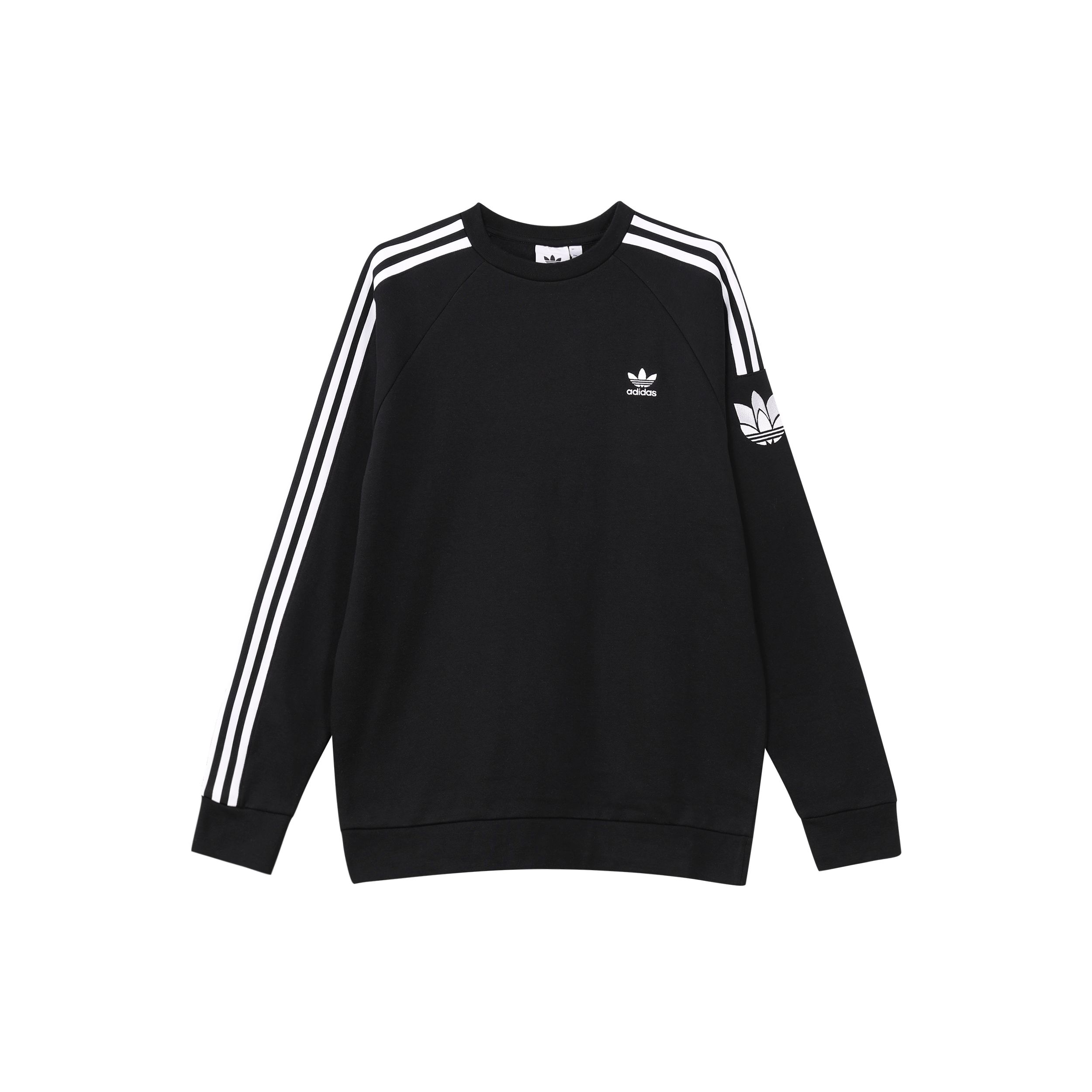 adidas Originals Men s Adicolor 3D Trefoil 3-Stripes Crew Sweatshirt Black GN3545 XXL