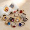 10/20/30/50Pcs/Lot Boho Fashion Luxury Colorful Rhinestone Rings Men Women Blingbling Jewelry Party Banquet Mixed Jewelry Gifts