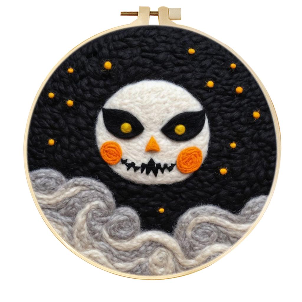 CHENISTORY Painting DIY Wool Embroidery Kit Creative Halloween DIY Wool Needle Felt Picture Craft Painting Gift Felt Needlework