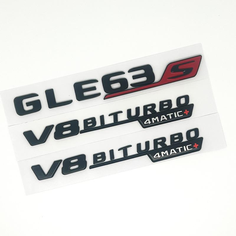 3D ABS Glänzend Schwarz GLE63S Plakette Emblem Auto Kotflügel Aufkleber V8 BITURBO 4MATIC Logo Silber Für Mercedes AMG GLE W167 Zubehör