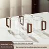 High-End Green Tea Glass Cup Set with Wooden Handle - Large Capacity, Thickened, High Temperature Resistant