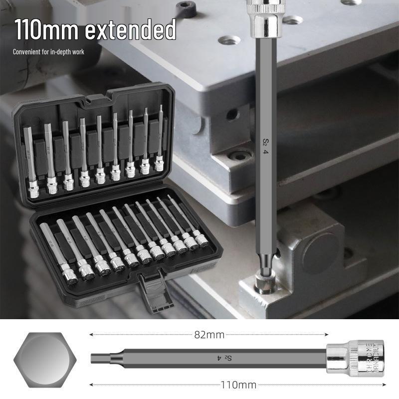 20-Piece Hex Socket Screwdriver Set with Extended Bits and Hex Wrench