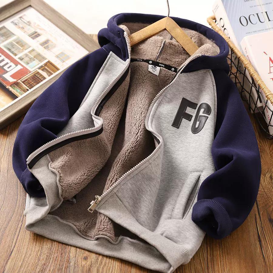 Boys' Winter Fleece Jackets Thick Warm Lamb Wool Jackets for Kids