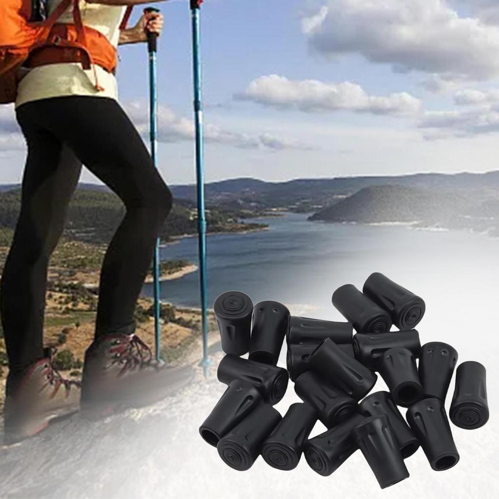 18x Walking Stick Tips,Hiking Pole Tips Protection Rubber Feet 12mm Diameter Trekking for