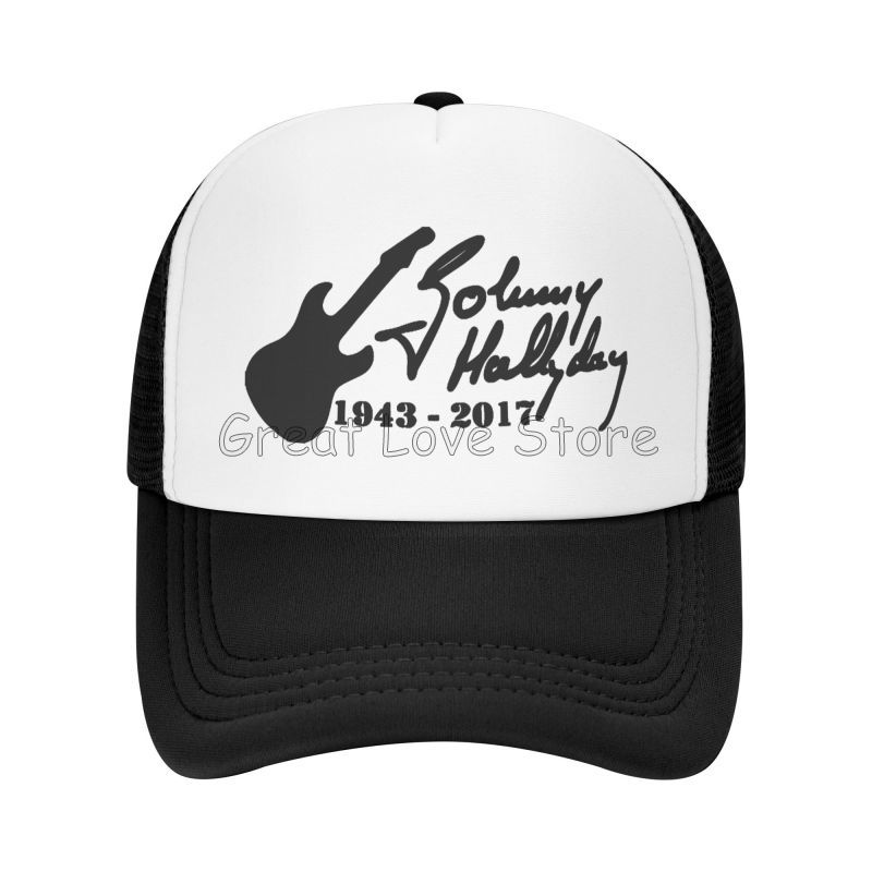 Johnny Hallyday Mesh Baseball Cap French Rock Legend Breathable Trucker Hat Unisex Travel Adjustable Hat Sunscreen Baseball Cap