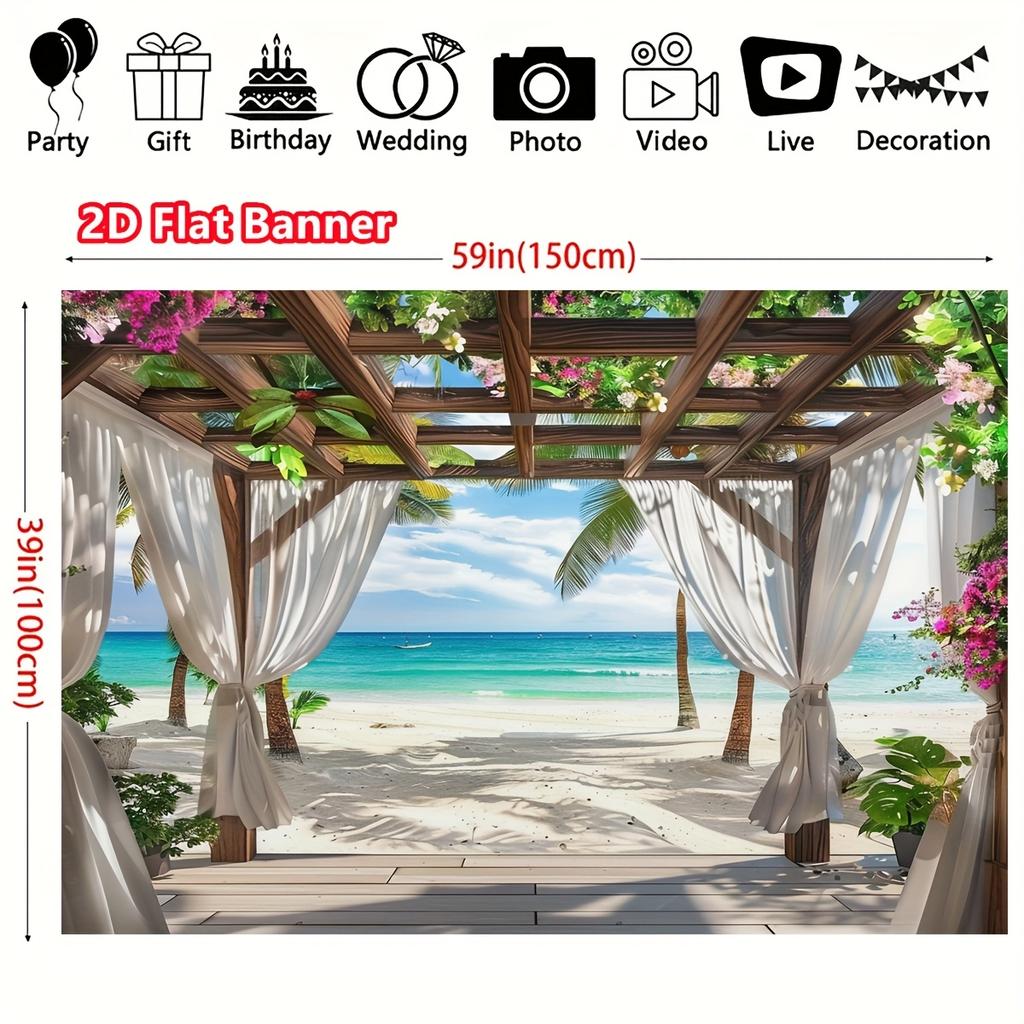 1Pcs Hawaiian Beach Tropical Decoration Background Bedroom Backdrop Decorations For Photo Studio Photo Booth Christmas Party