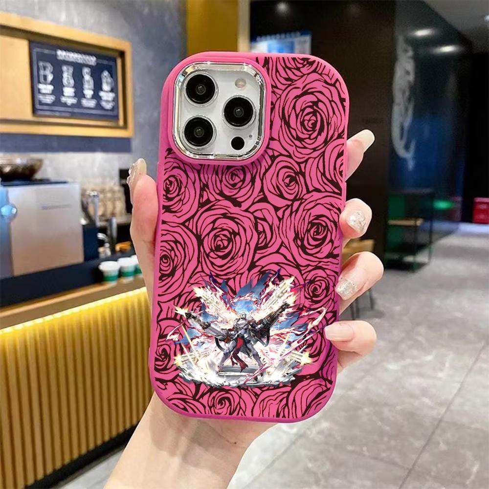 Phone case: 2D flat design suitable for iPhone 18 17 16 15 14 13 Pro protective case, couple style, twin gun flames, Christmas and Halloween gifts