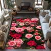 Rose Customized Name Floor Rug Office Rug Design for Dormitory Study Room Foyer Playrooms Anti-slip Rug Anime Office Decor