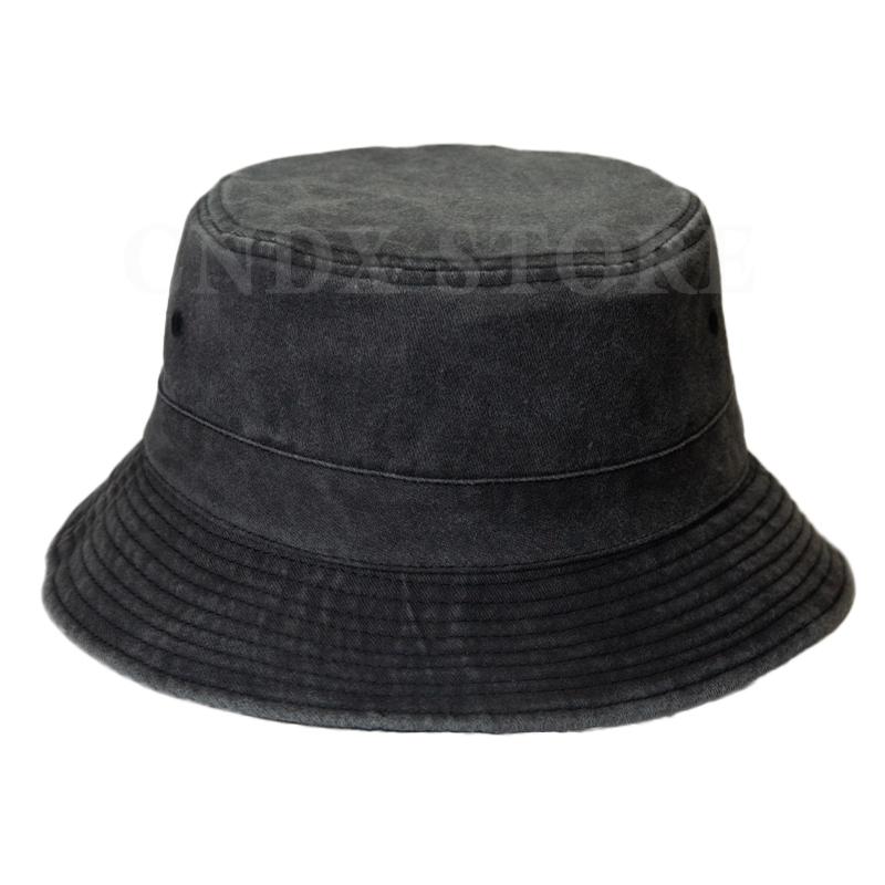 Washed Denim Bucket Hat Windproof Strap Big Head Fisherman Cap Men Women Korean Streetwear Style 60–64cm Oversized Outdoor Hat