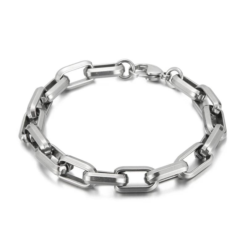Fashion Mens Simple Stainless Steel Chain Bracelets for Men Unisex Wrist Jewelry Gifts Punk Metal Hip Hop Couple Jewelry