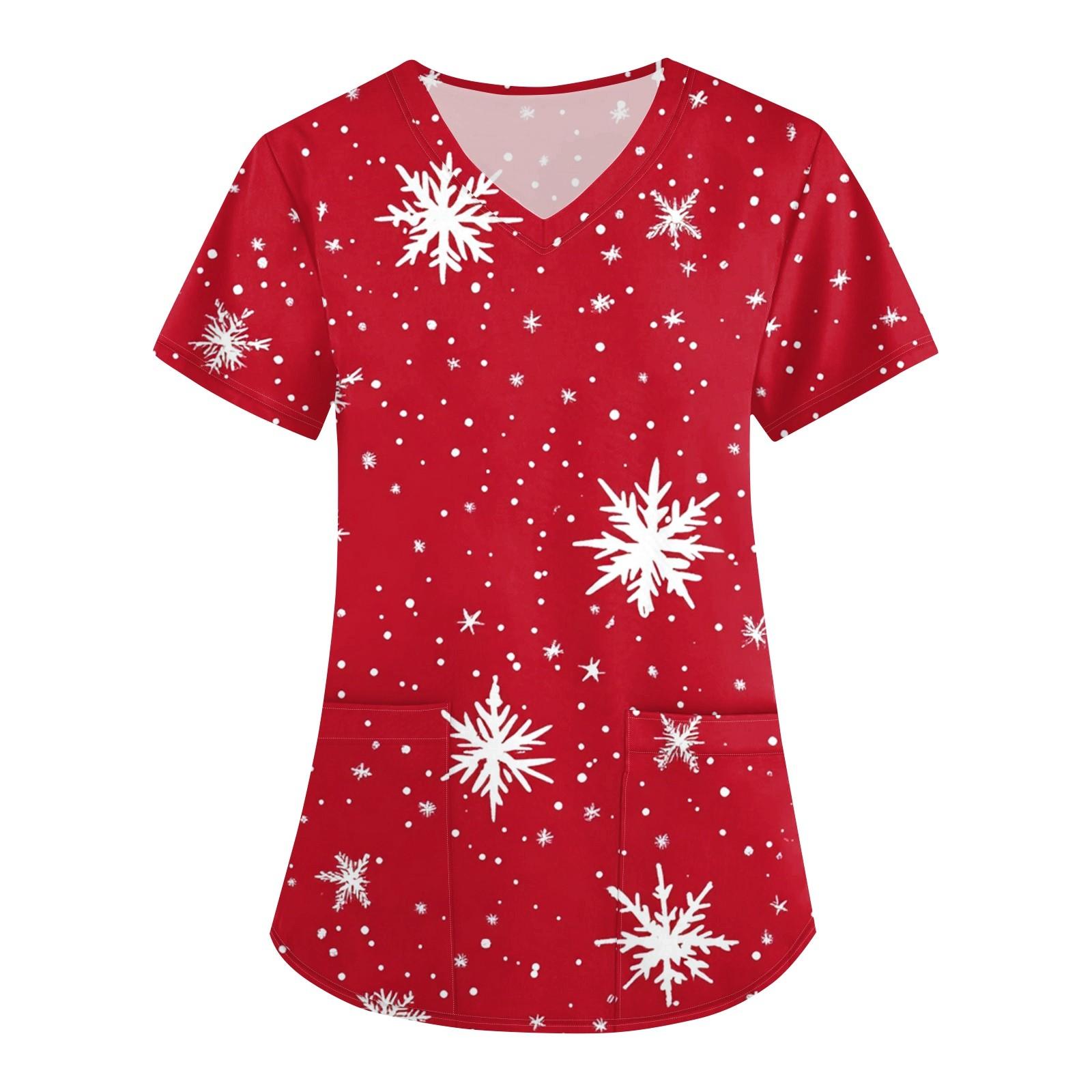 

Женский модный комбинезон с короткими рукавами и V-образным вырезом, с карманами и рождественским принтом XXXL красный