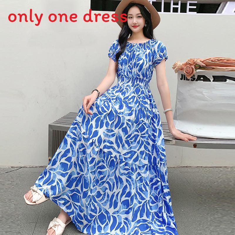 Bohemian Maxi Dress With Elastic Waist For Summer Beach Vacation And Artful Style