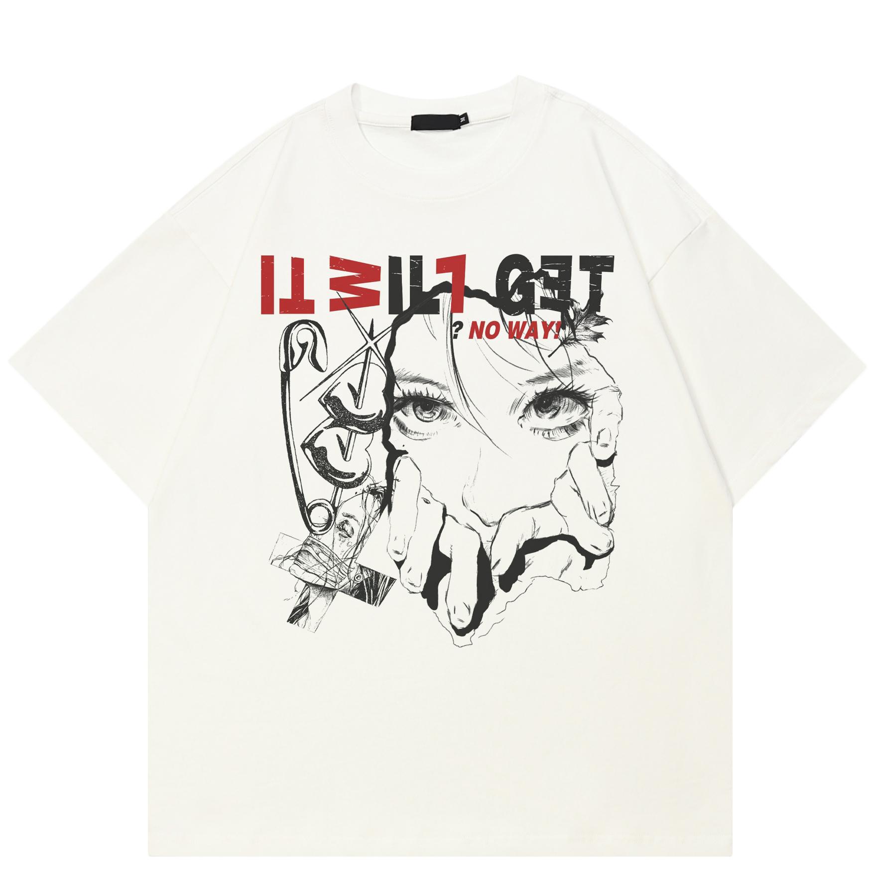

Уличная футболка с рисунком аниме, хлопковая футболка, топы унисекс, футболки, летняя футболка с короткими рукавами XXL белый