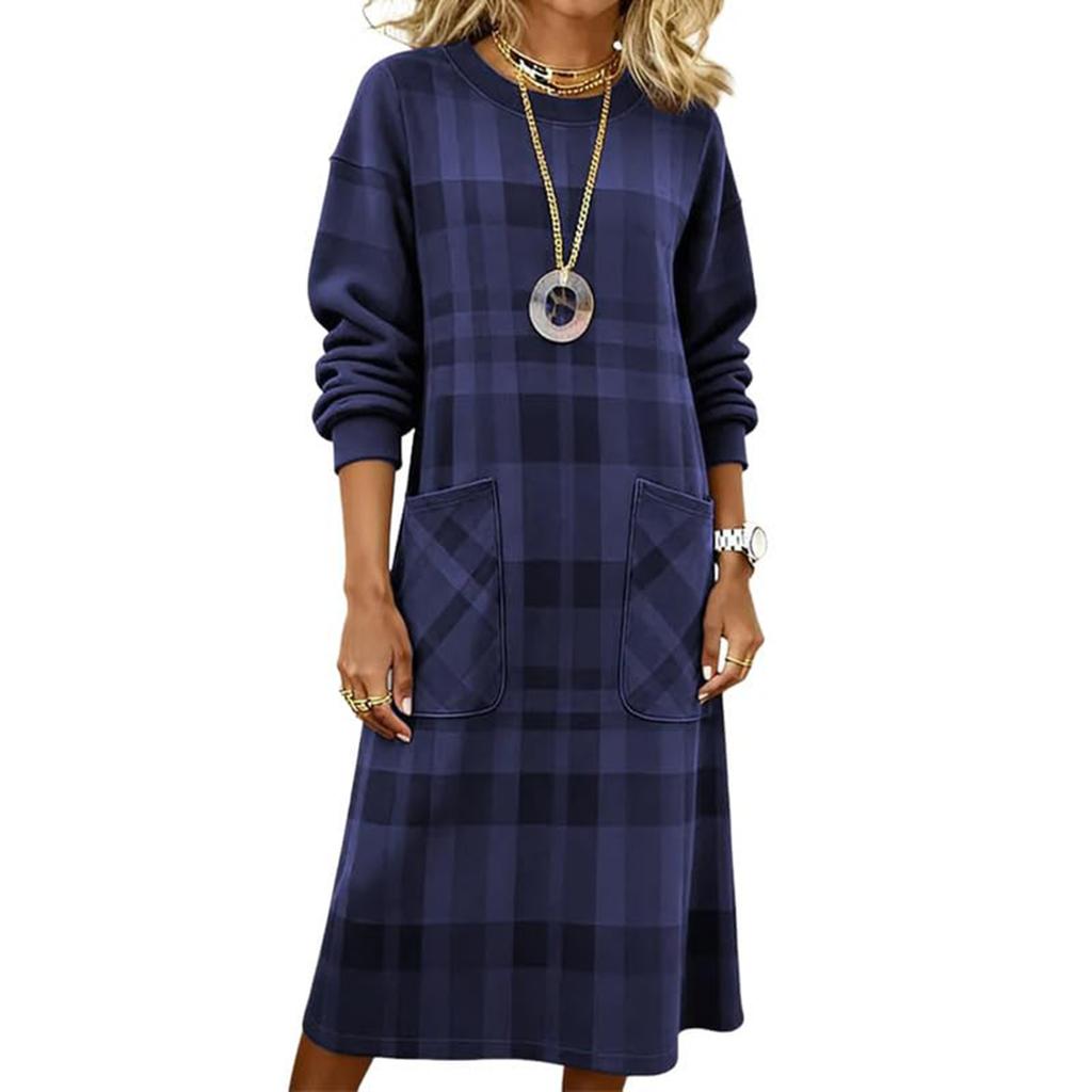 Damen-Hemdkleid mit Karomuster und Taschen