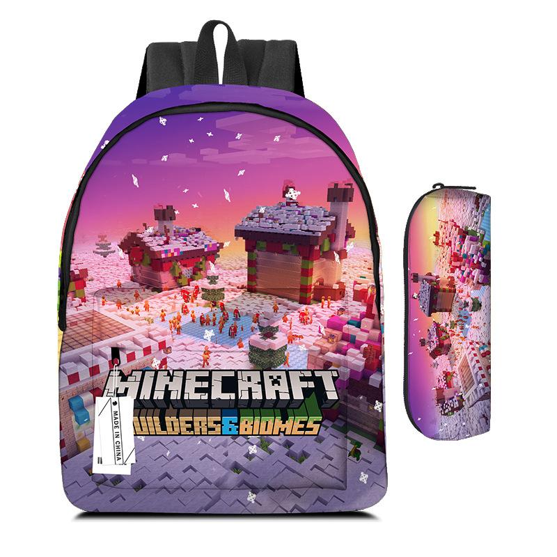ROBLOX Backpack Elementary and Secondary School Bag Children's Backpack Anime Cartoon Backpack Lunch Bag Pencil Case