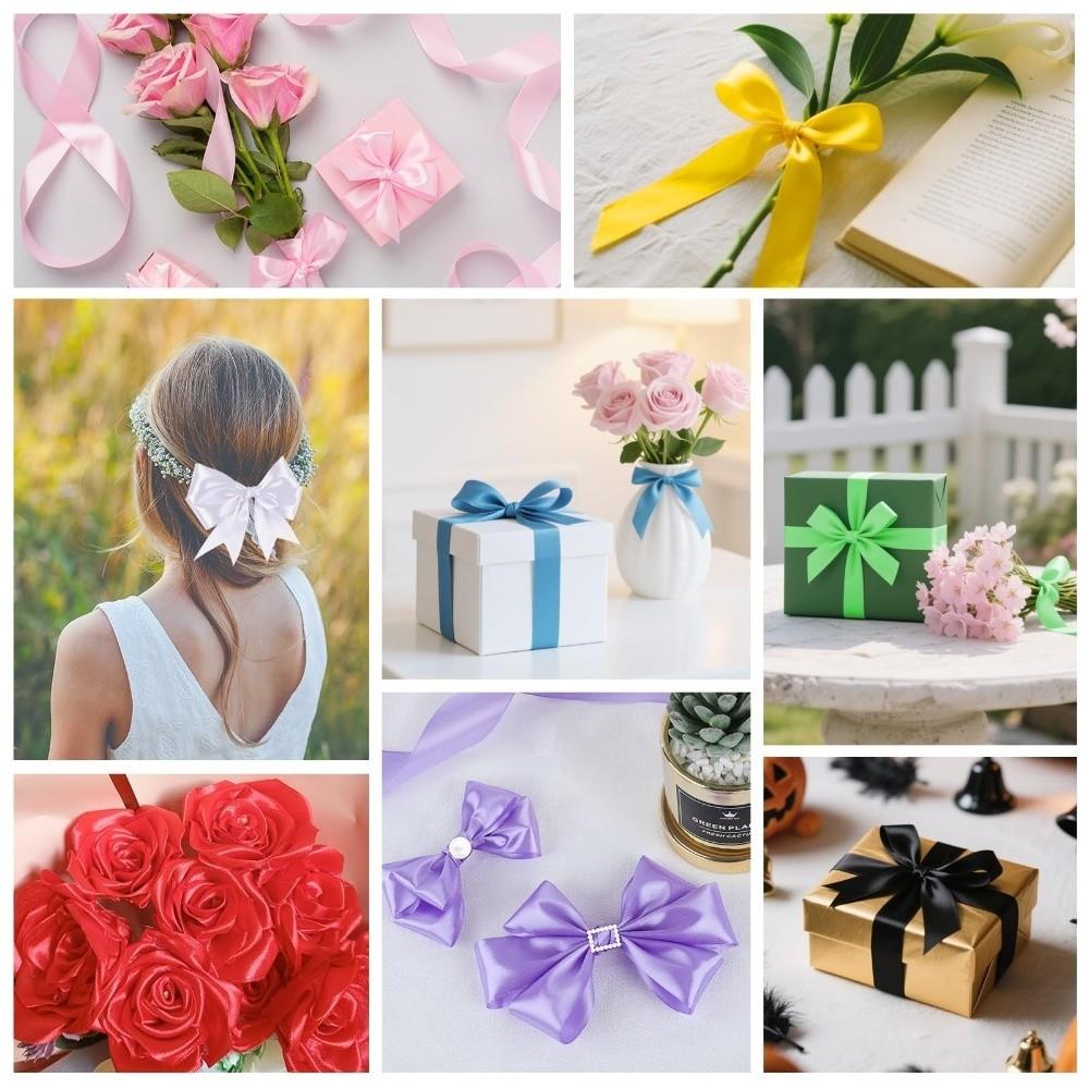 1Roll 0.8IN x 25 Yards 2CM Solid Satin Ribbons DIY Gift Wrapping Bridal Bouquets Single Face Ribbons Cake Packaging