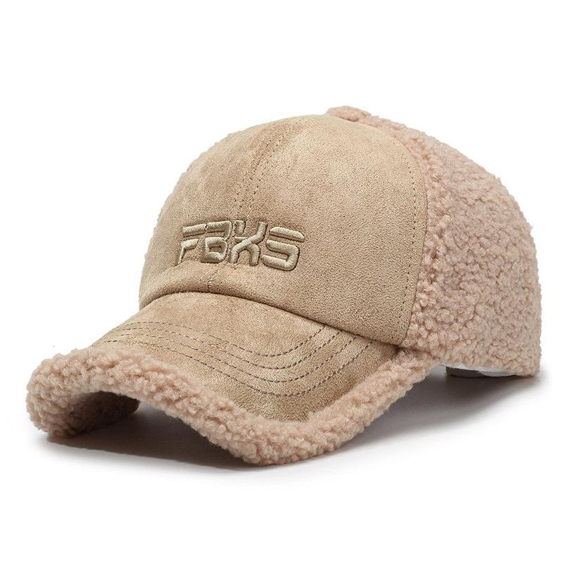 Gorra de Béisbol de Invierno para Hombre Mujer Bordado de Letras Gorra de Lana de Cordero Gorra Cálida