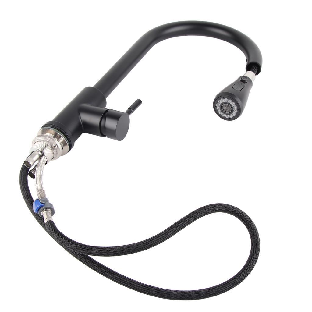 G3/8 Černá tažná kohoutka na teplou a studenou vodu?Teleskopická umyvadlová baterie do kuchyně, koupelny