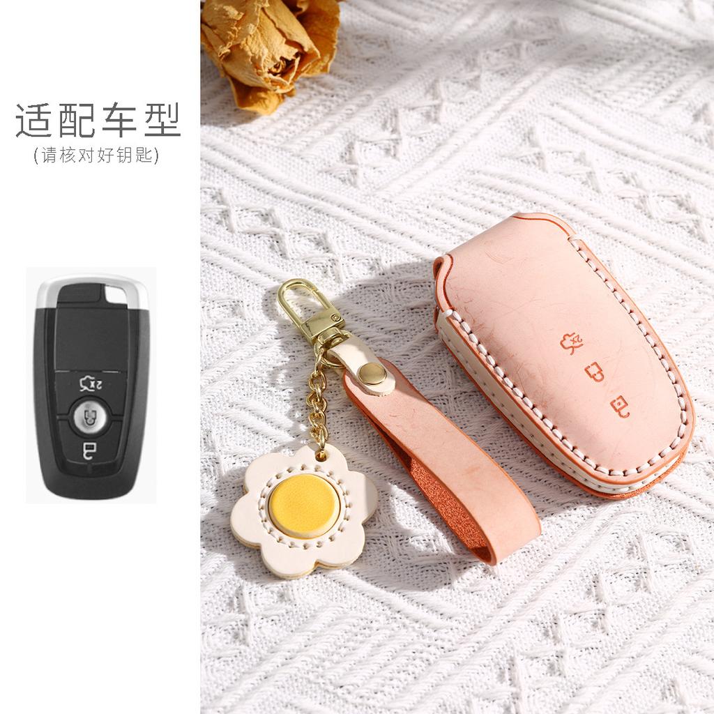 Applicable Ford Key Cover Mondeo/Lincoln Adventurer/Explorer Edge High-End Leather Buckle For Women