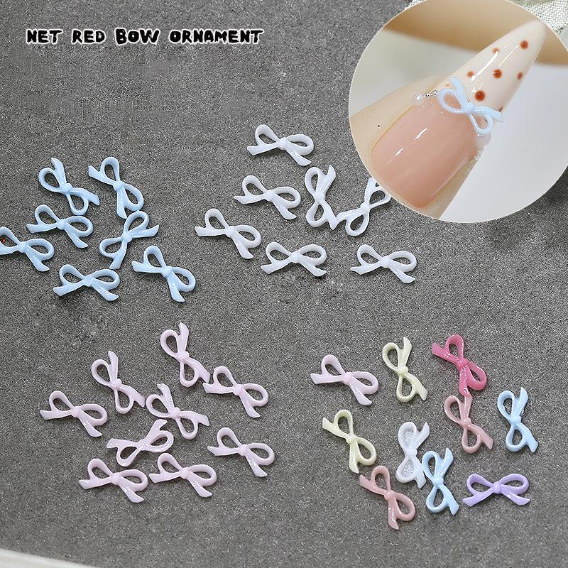 50Pcs 3D Exquisite Bow Tie Nail Art Charms Resin Ribbon Bowknot Jewelry Nail  Decoration Diy Accessories Manicure
